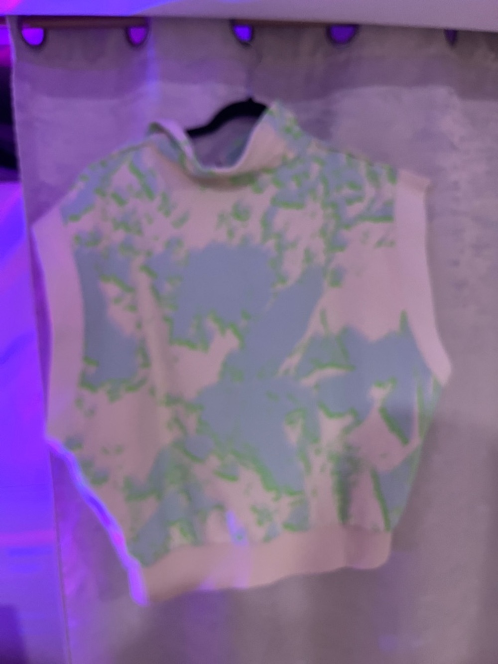 Half-Zip Cropped Sweatshirt in Light Blue with Neon Yellow Accents - Picture 6 of 6